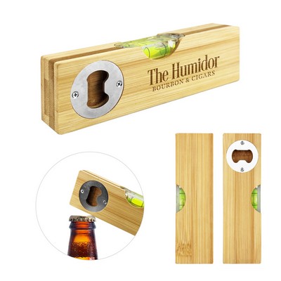 Multifunctional Bamboo Wood Spirit Level With Bottle Opener