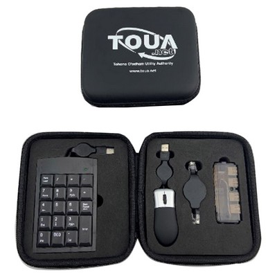 USB Travel Kit with Portable Keyboard & Mini Hub (4 Piece Set)