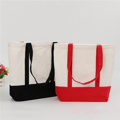 Heavy Cotton Canvas Two Tone Boat Tote Bag