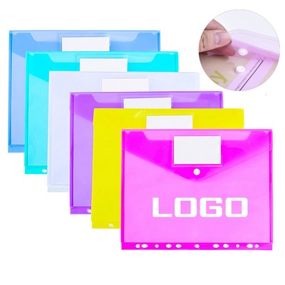 11 Holes Transparent Poly Document Envelope W/ Business Card Slot