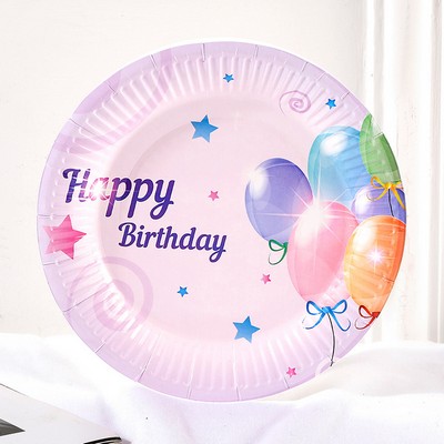 Full Color Imprint Birthday Paper Plate w/Logo