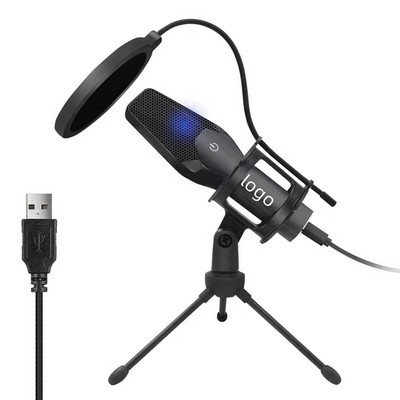 USB Microphone,Computer Cardioid Condenser PC Gaming Mic with Tripod Stand & Pop Filter for Streamin