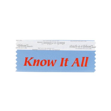 Know It All Stk A Rbn Cornflower Ribbon Red Imprint