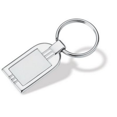 Rectangular Sculptured Metal Deco Style Keyring