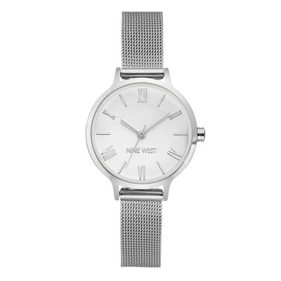 Nine West® Women's Silver-Tone Dial w/Silver-Tone Mesh Bracelet Watch