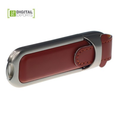 Customized Metal USB Flash Drive With Colored Leather Accents/Leather Casing