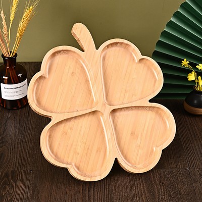 Wooden Clover Shaped Serving Separate Plate