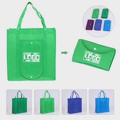 Non-Woven Fold Up Tote Bag w/ Button Flap Closure