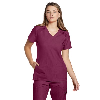 White Cross V Tess Women's Athletic V-Neck Scrub Shirt