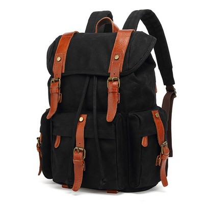 Men's Waterproof Canvas Leather Daypack