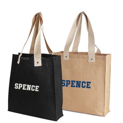 Laminated Jute Tote Bag with Cotton Webbed Handles