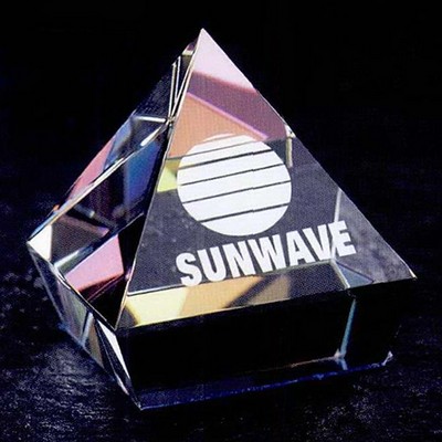 Rainbow Mounted Pyramid Paperweight (2¾"x2½"x2½")