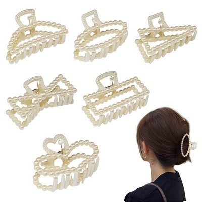 Pearl Plastic Hair Claw Clips