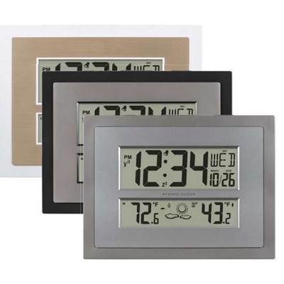 La Crosse® Atomic Digital Wall Clock w/Forecast (Black/Silver)