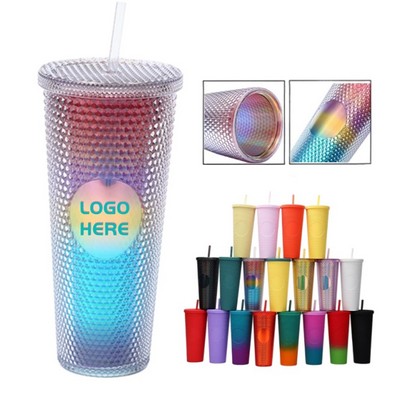 24 Oz. Large Studded Cup With Lid and Straw