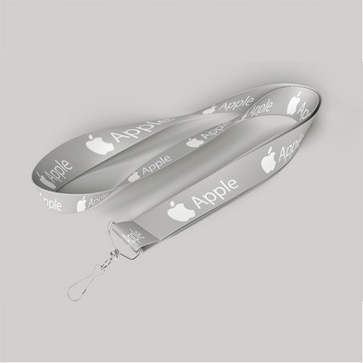 1" Gray custom lanyard printed with company logo with Jay Hook attachment 1"