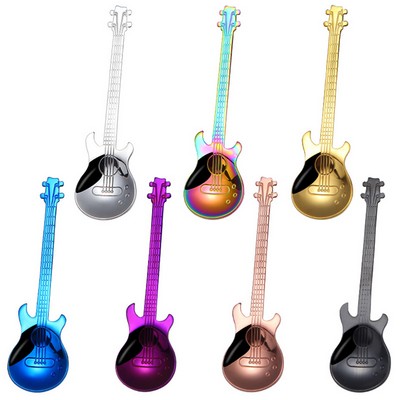 Guitar Spoons Coffee Teaspoon Stainless Steel Cute Demitasse Tea Spoon ( Purple )