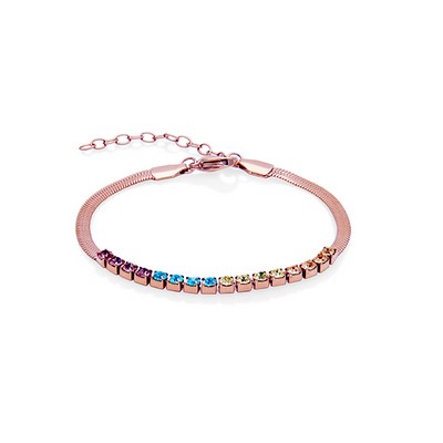 CJ Steelx Rainbow Crystal Snake Chain Bracelet - Rose Gold