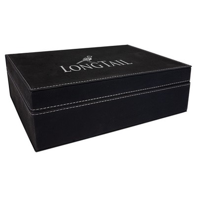 10 1/4" x 7 1/2" Black/Silver Laserable Leatherette Premium Gift Box