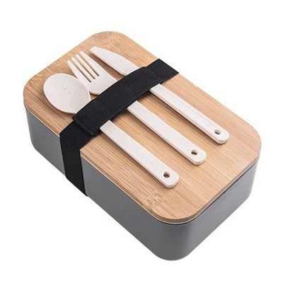 Bamboo Lid Lunch Box w/ Cutlery