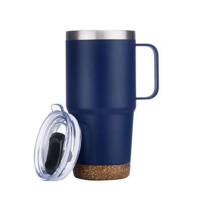 Mannitok Travel Mug with Cork Bottom, 24oz, Blue