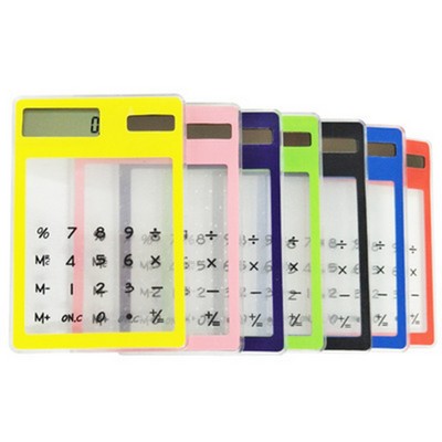 8 Digit Transparent Solar Power Thin Calculator