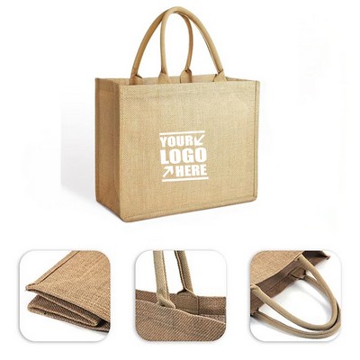 Reusable Jute Burlap Tote Bag With Handles