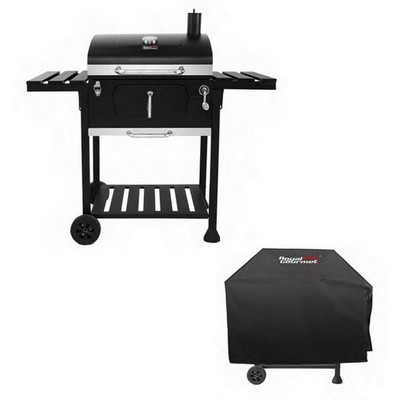 Keg Products 24" Charcoal Grill w/Foldable Side Tables & Grill Cover