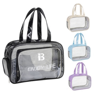 PVC Clear Dry Wet Separation Makeup Bag Handbag