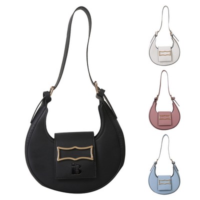 PU Leather Crescent Saddle Tote Bag