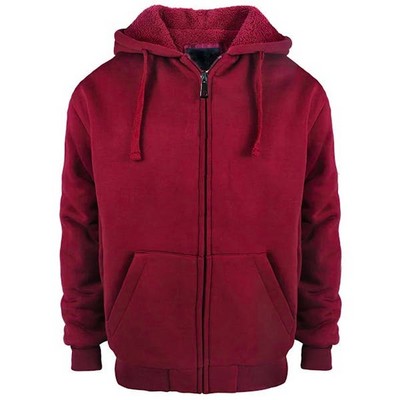 Men's Hoodies Jackets - Burgundy, XL, Sherpa Lining (Case of 12)