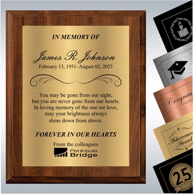 Cherry Finish Wood Personalized Memorial Gift Plaque (9"x12")