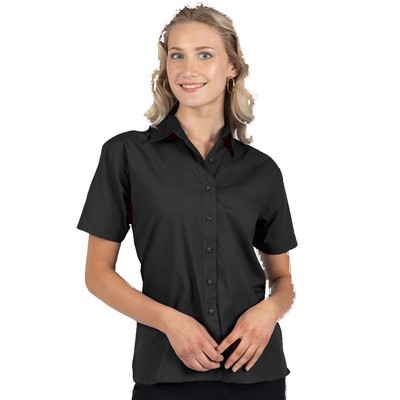 Ladies' Short Sleeve Superblend™ Poplin Shirt w/Matching Buttons