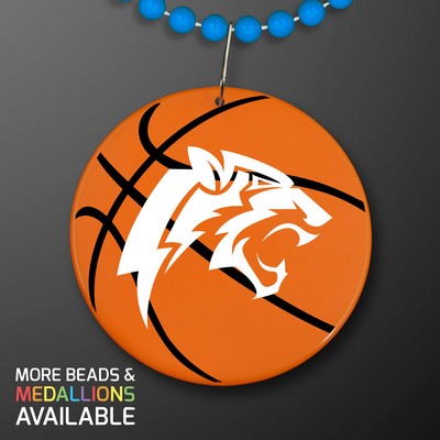 Basketball Medallions on Blue Beads Necklace (NON-Light Up)