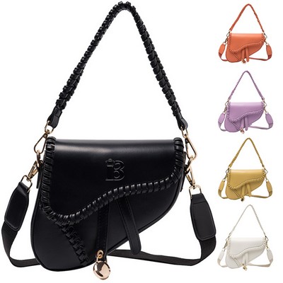 PU Leather Ladies Saddle Handbag Crossbody Bag