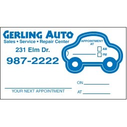 Appointment Card w/Removable Car Label