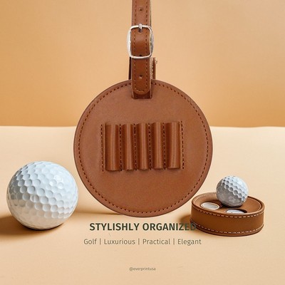 Round Leather Golf Tee Holder