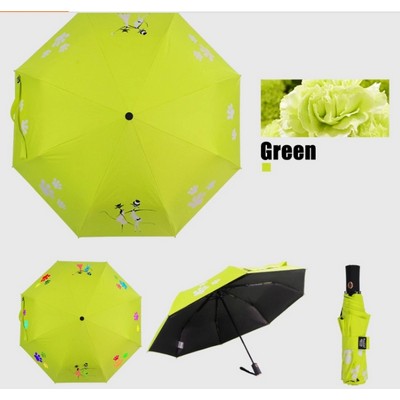 Custom 3 Fold Magic Umbrella Change Color w/UV Protect