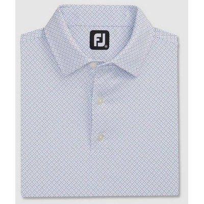 FootJoy® White/Light Blue/Navy Dot Geo Print Lisle Shirt