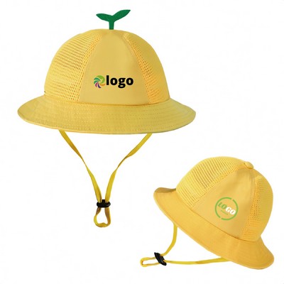 Yellow Sun hat with mesh for primary students/kindergarten