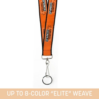 1" Woven Lanyard w/ Swivel Snap & Split Ring - "Elite" Weave