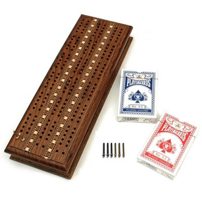 3 Track Sprint Cabinet Cribbage Set with Metal Pegs & 2 Card Decks