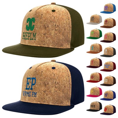 Cotton Flat Visor Adjustable Snapback Cork Caps