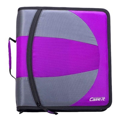 Case-It Dual Zipper Binders - Deep Purple, 3 (Case of 6)