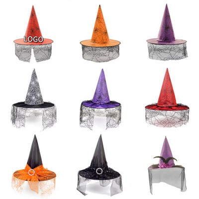 Mesh Printed Wizard Witch Hat