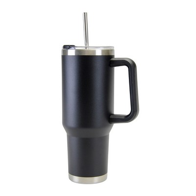 40 Oz. Stainless Double Wall Vacuum Insulated Handle Travel Mug black powder coated