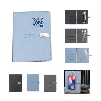 A5 Loose-Leaf Notepad Power Bank w/Wireless Charger