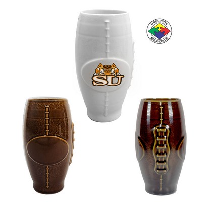 20 Oz. Hickory Brown Porcelain Football Tumbler - Dishwasher Resistant - Precision Spot Color