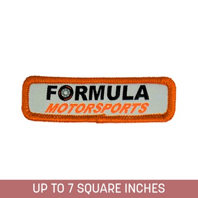 Woven Label Up To 7 Sq. Inches w/ Embroidery Backing and Merrowed Edge (4-ply)