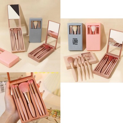 Portable Multifunctional 5 Mirror Case Makeup Brush Set